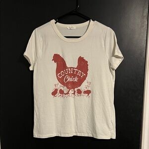 Country Chick Graphic Tee - Cream and Red